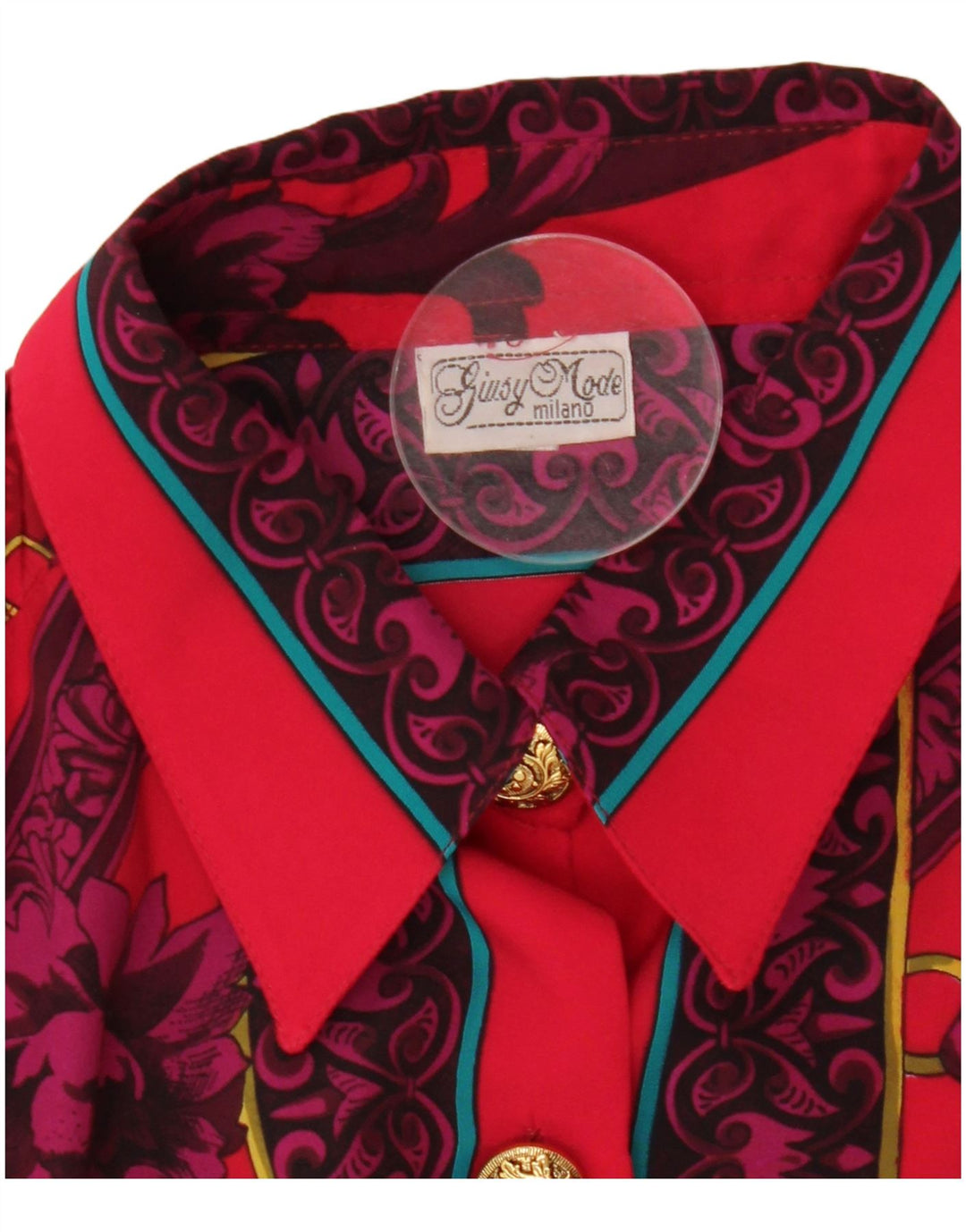 Vintage Womens Shirt Blouse UK 14 Large Red Floral