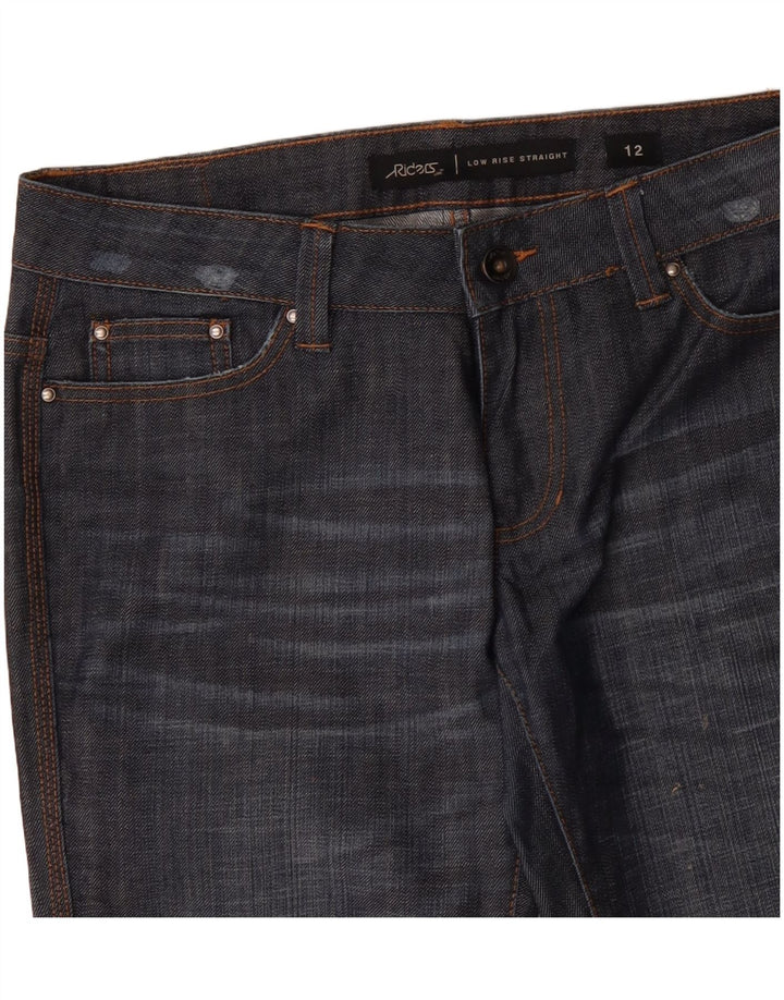 LEE Womens Riders Low Waist Straight Jeans US 12 Large W34 L33 Navy Blue