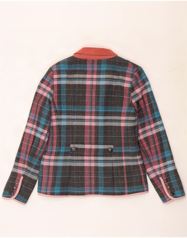 Joe Browns Womens 3 Button Blazer Jacket UK 10 Small Grey Plaid Polyester