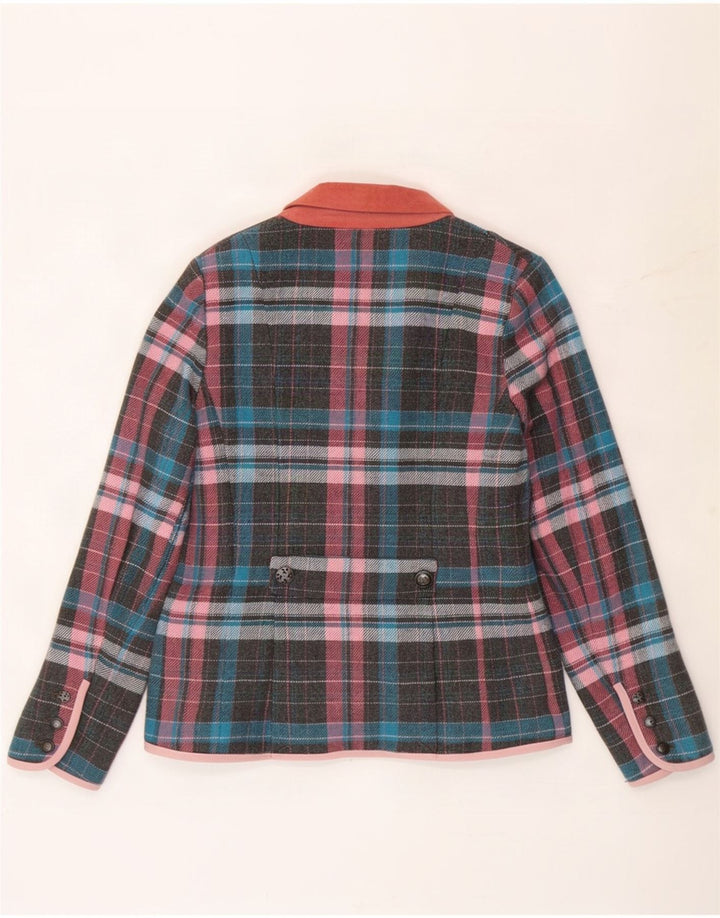 Joe Browns Womens 3 Button Blazer Jacket UK 10 Small Grey Plaid Polyester