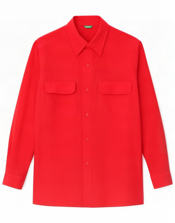 Benetton Womens Oversized Shirt Blouse UK 10 Small Red Silk
