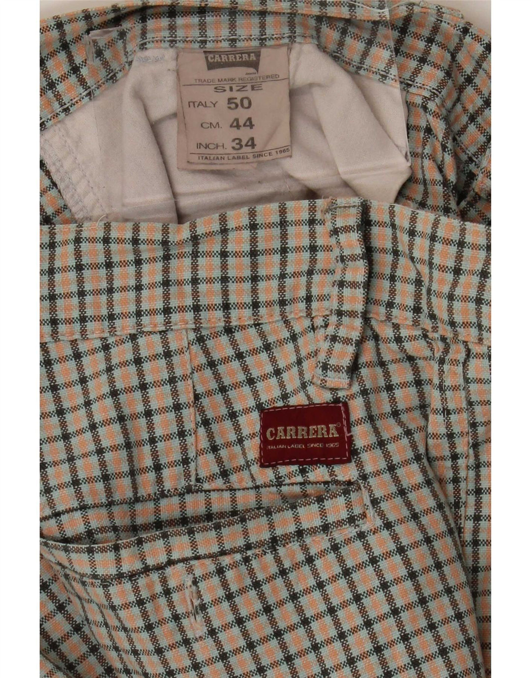 Carrera Mens Chino Shorts IT 50 Large W34 Multicoloured Gingham Cotton