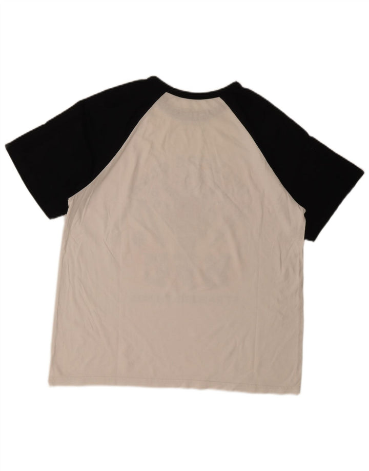 Pull & Bear Mens Graphic T-Shirt Top Large White Colourblock Cotton