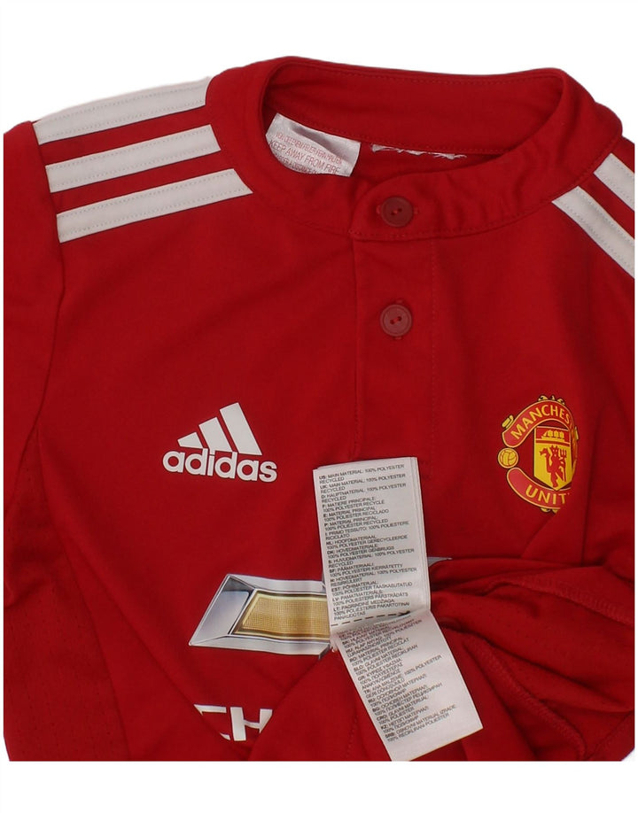 Adidas Boys Manchester United Graphic T-Shirt Top 3-4 Years Red Polyester