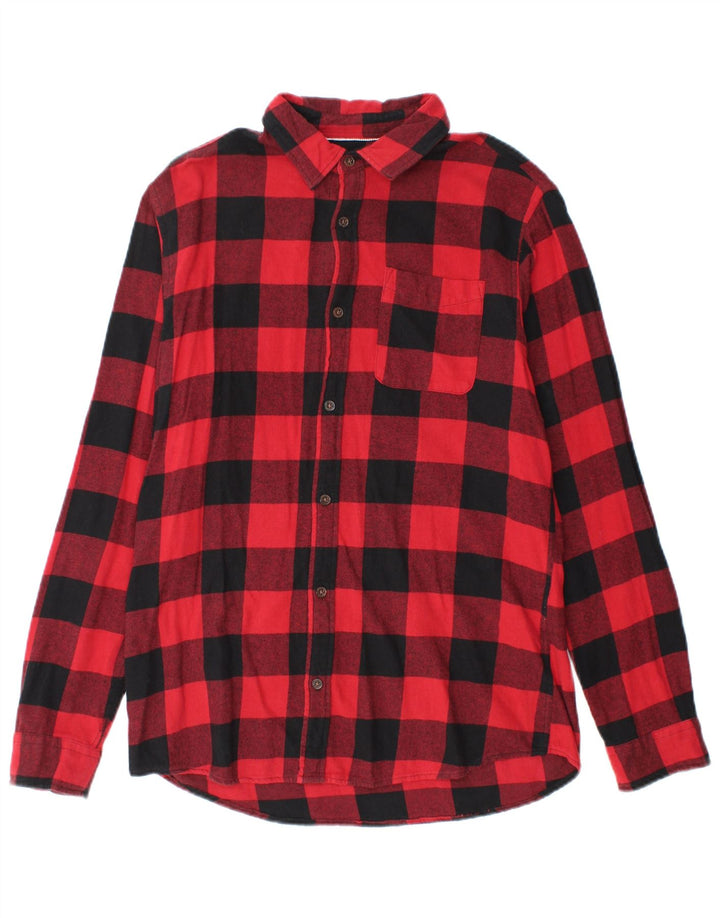 Jack & Jones Mens Flannel Shirt Medium Red Check Cotton