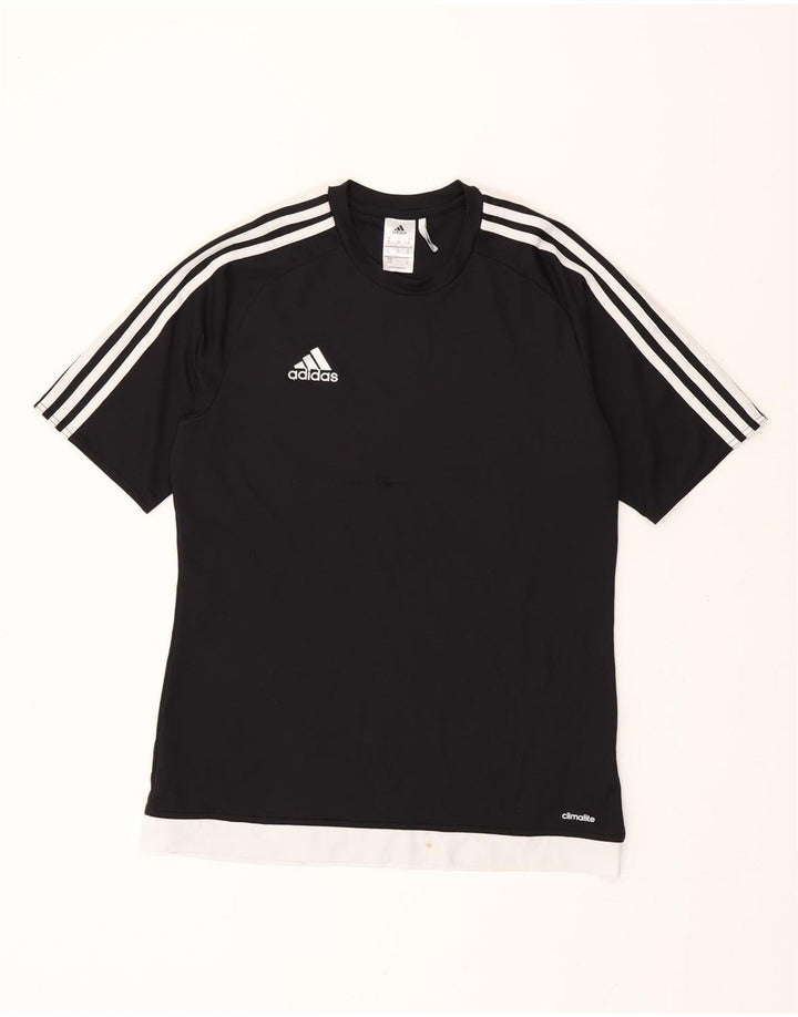 ADIDAS Mens Climalite T-Shirt Top Medium Black Colourblock Polyester