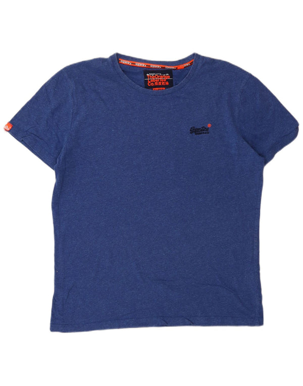 SUPERDRY Mens T-Shirt Top XL Blue Flecked Cotton