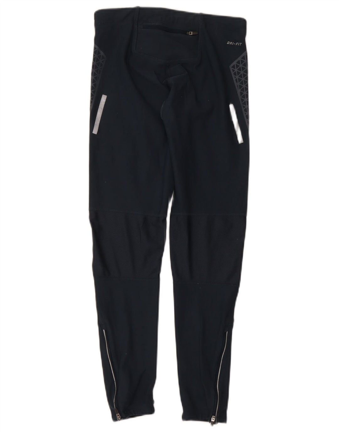 Nike Womens Dri Fit Leggings UK 12 Medium Navy Blue Geometric Polyester