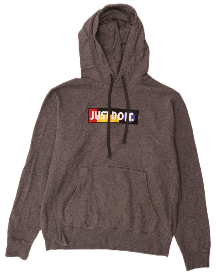 Nike Mens Graphic Hoodie Jumper Medium Grey Cotton