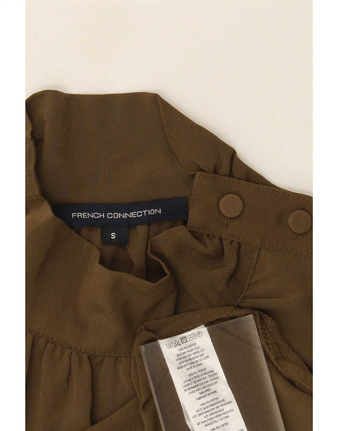 French Connection Womens Relaxed Fit Blouse Top UK 10 Small Khaki Polyester