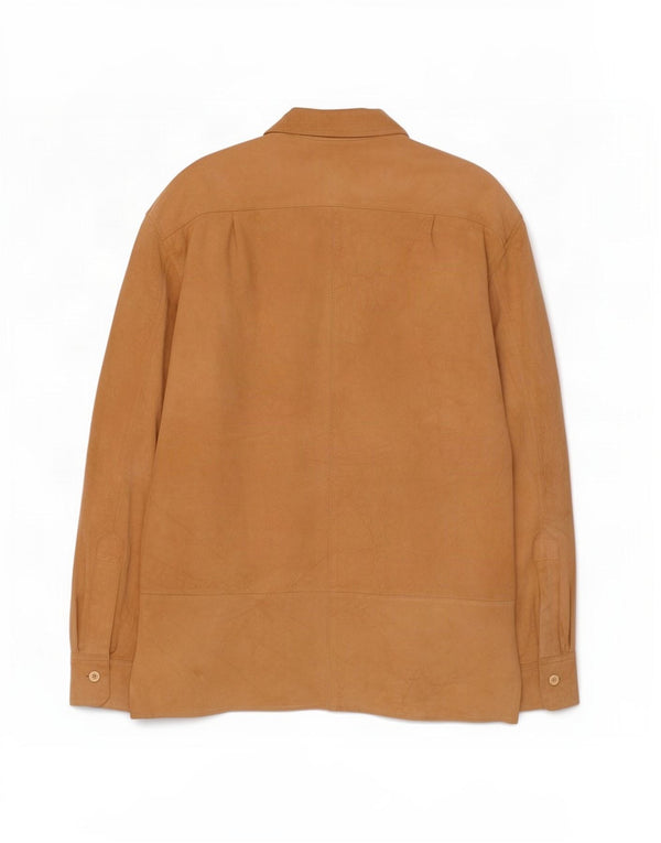 Vintage Mens Suede Shirt Large Beige Leather