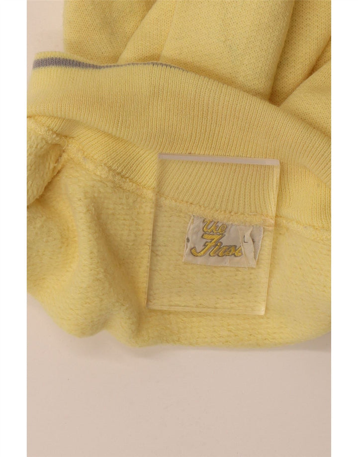 Vintage Mens Polo Neck Sweatshirt Jumper Large Yellow Cotton