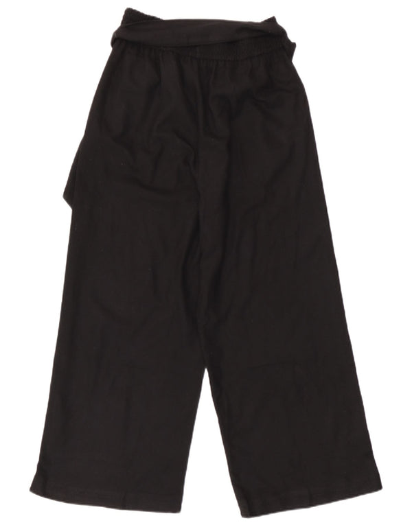 Zara Womens High Waist Wide Leg Cropped Trousers XS W24 L23 Black