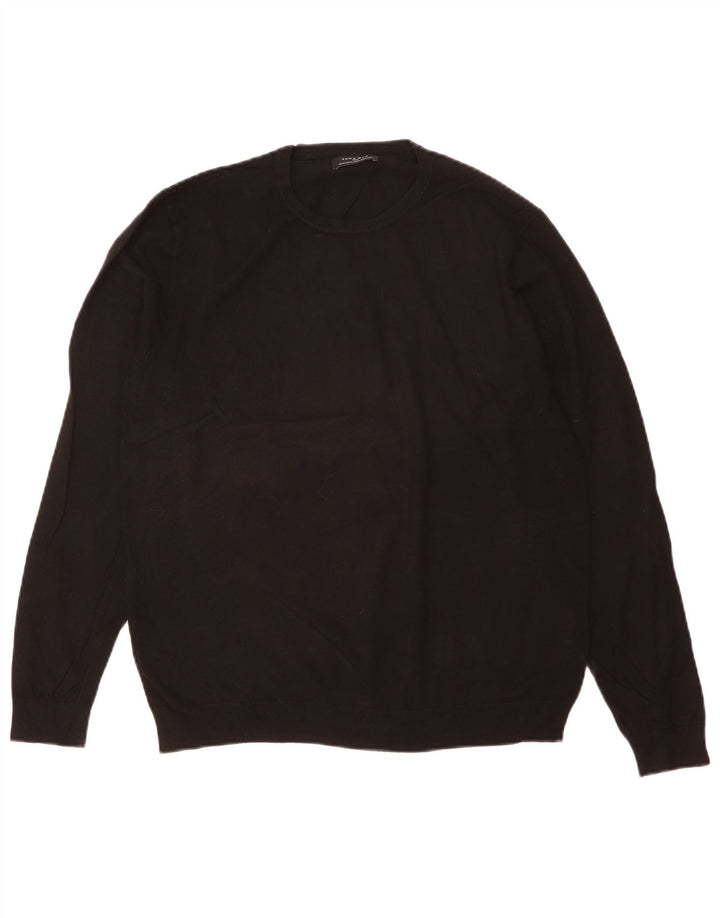 Zara Mens Crew Neck Jumper Sweater XL Black