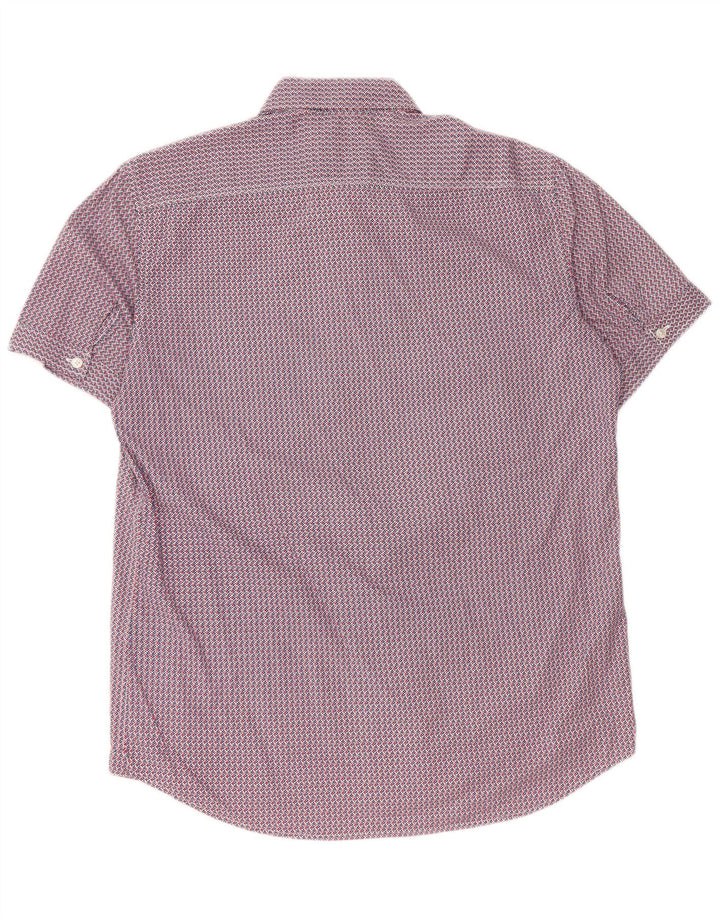 Carrera Mens Short Sleeve Regular Fit Shirt Large Red Geometric Cotton