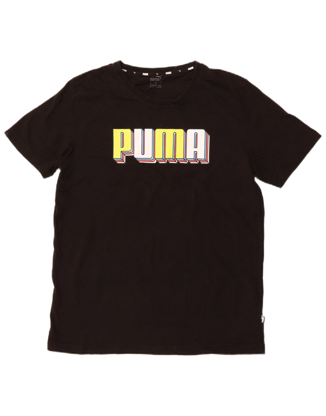 PUMA Mens Graphic T-Shirt Top Medium Black Cotton Sports
