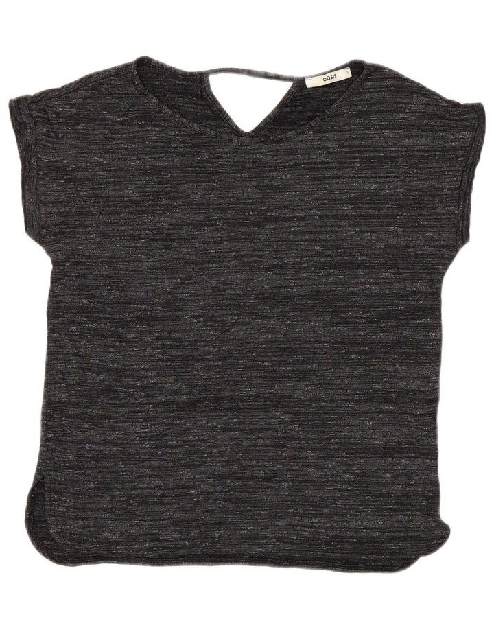 OASIS Womens Oversized Knit Blouse Top UK 10 Small Grey Flecked Viscose