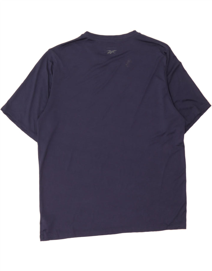 REEBOK Mens T-Shirt Top XL Navy Blue Polyester Vintage Reebok and Second-Hand Reebok from Messina Hembry 