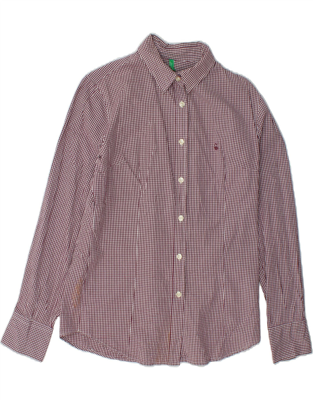 BENETTON Womens Shirt UK 16 Large Burgundy Check Vintage Benetton and Second-Hand Benetton from Messina Hembry 