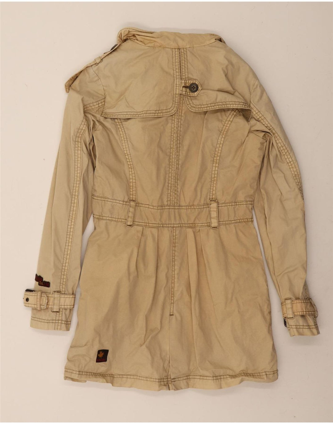 KHUJO Womens Trench Coat UK 14 Medium Beige Cotton