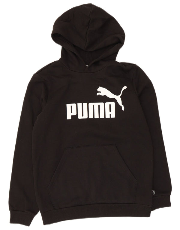 Puma Boys Graphic Hoodie Jumper 13-14 Years Black Cotton