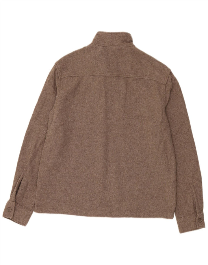 Zara Mens Zip Neck Jumper Sweater Small Beige Acrylic