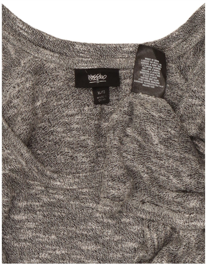 MOSSIMO Womens Asymmetric Crew Neck Jumper Sweater UK 18 XL Grey Flecked