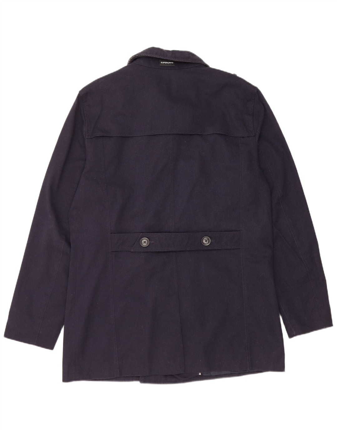 SUPERDRY Mens Pea Coat UK 42 XL Navy Blue Cotton