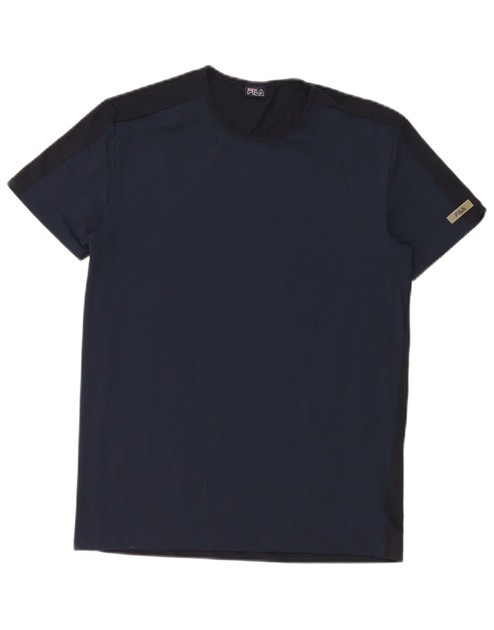 Fila Womens T-Shirt Top UK 12 Medium Navy Blue Polyamide