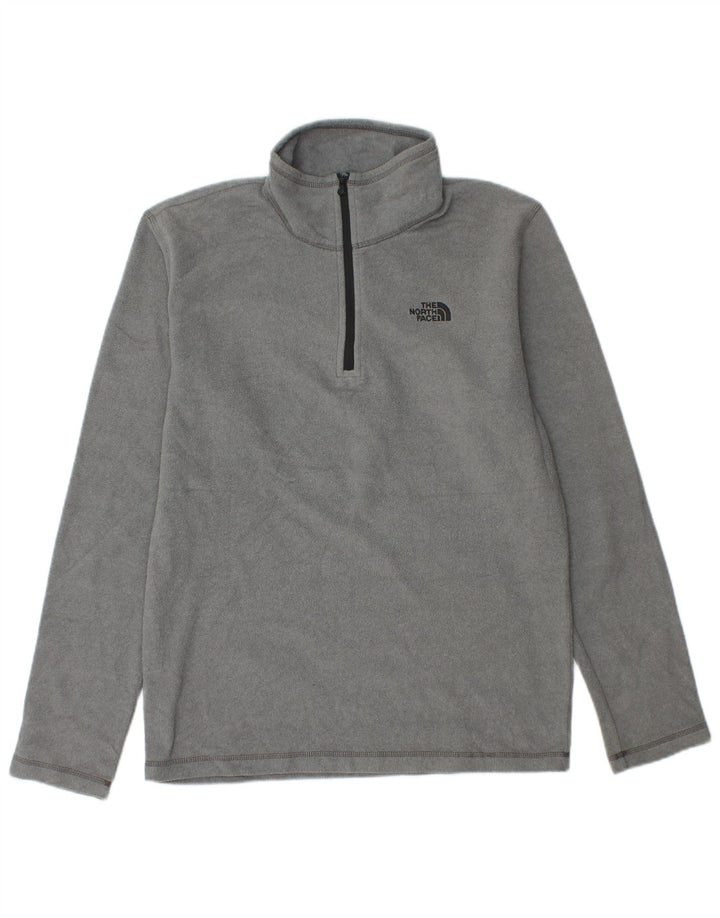 THE NORTH FACE Mens Zip Neck Fleece Jumper Small Grey Polyester
