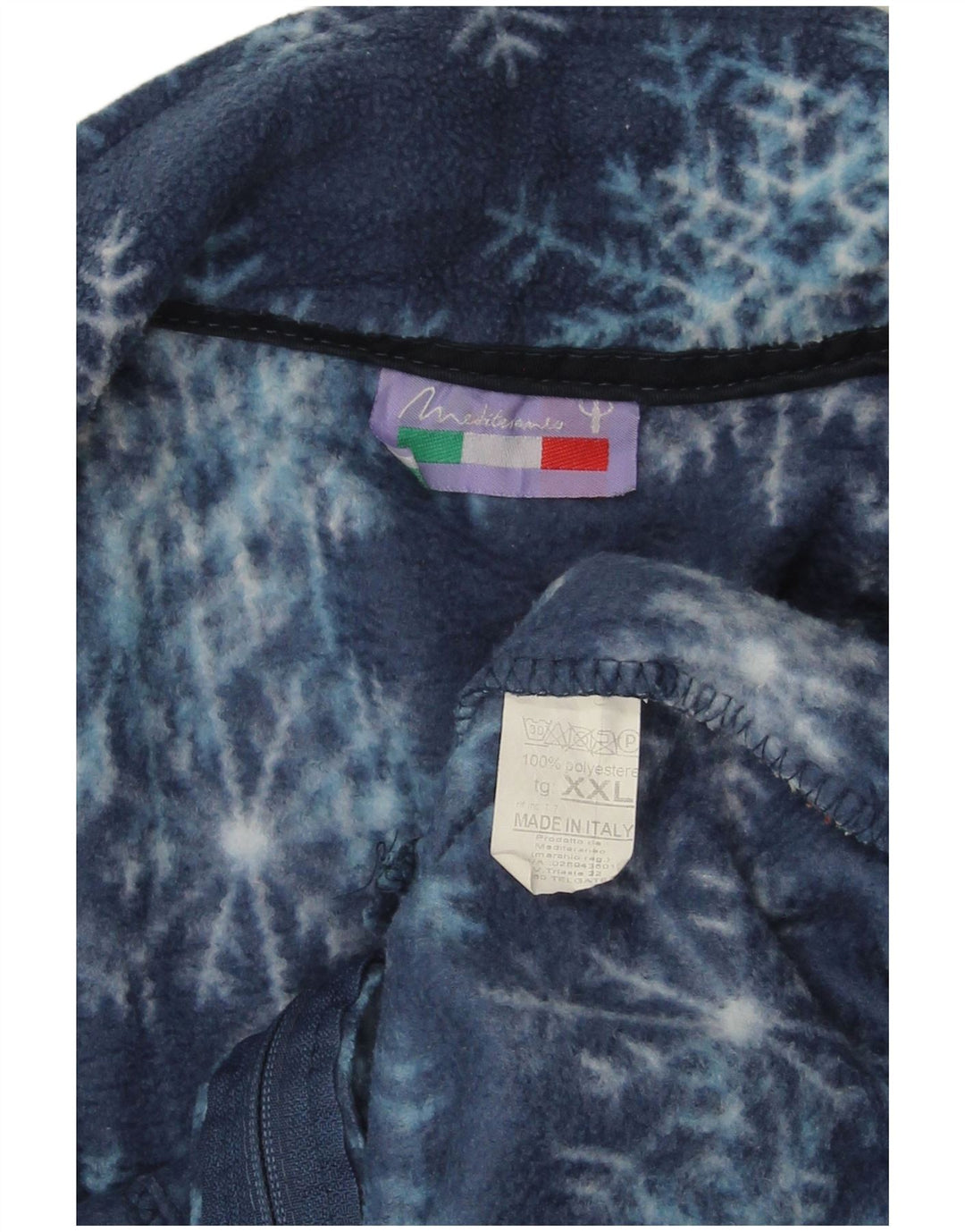 VINTAGE Womens Fleece Jacket UK 20 2XL Navy Blue Fair Isle Polyester