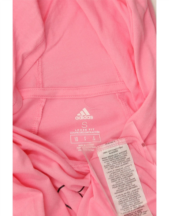 Adidas Womens Graphic Loose Fit Hoodie Jumper UK 10 Small Pink Cotton