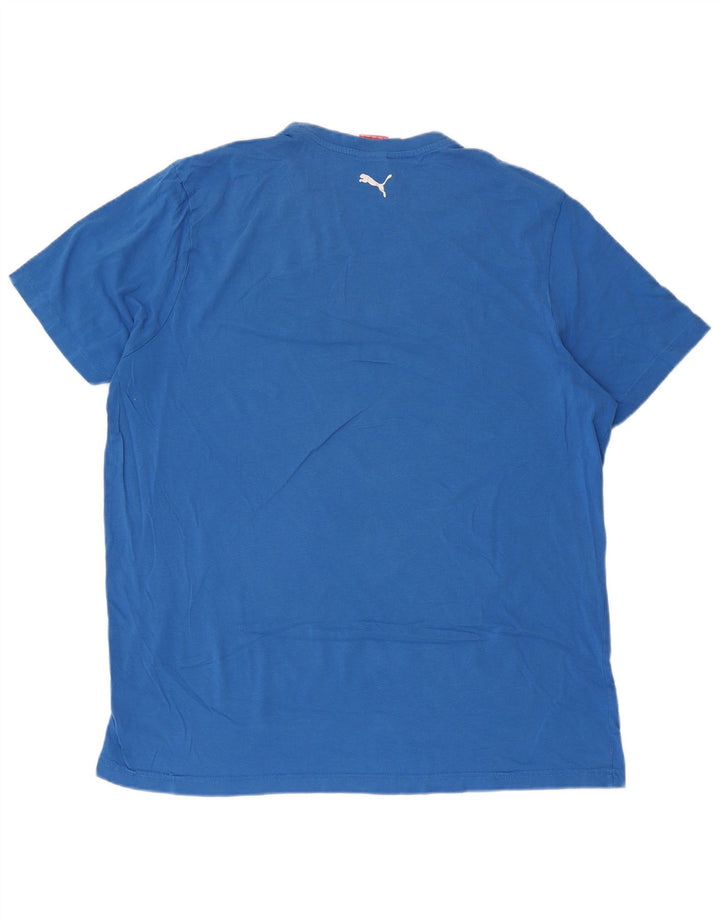 PUMA Mens Graphic T-Shirt Top 2XL Blue Cotton