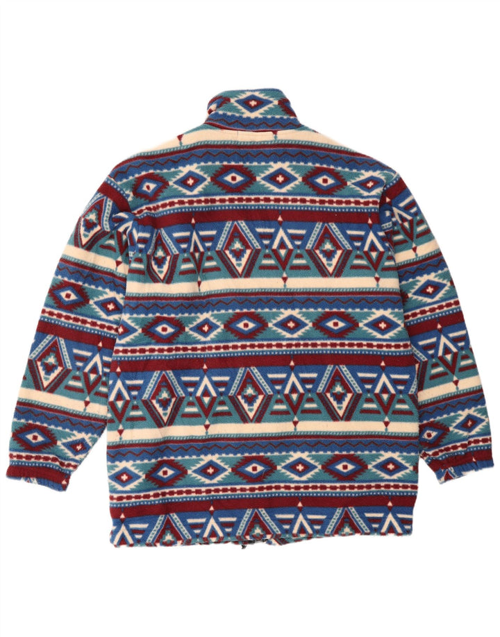 CAMPAGNOLO Mens Fleece Jacket UK 40 Large Blue Geometric Polyester