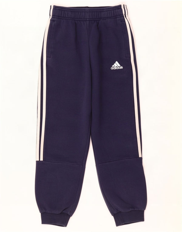 Adidas Boys Tracksuit Trousers Joggers 9-10 Years Navy Blue Cotton