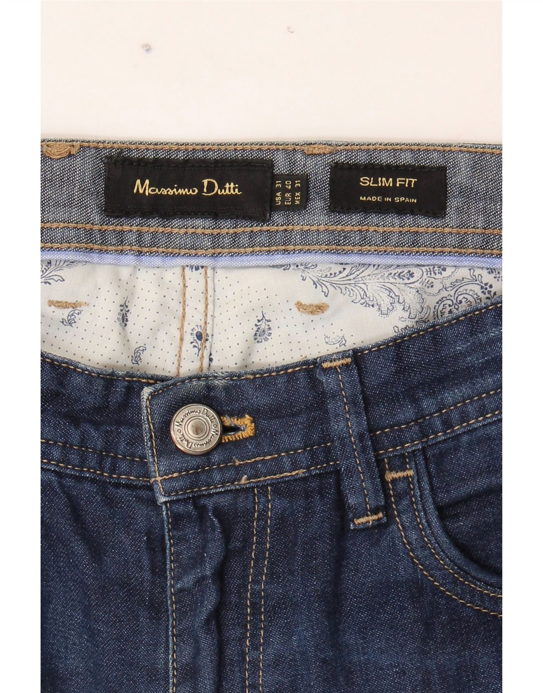 MASSIMO DUTTI Mens Slim Jeans EU 40 Medium W31 L28 Blue Vintage Massimo Dutti and Second-Hand Massimo Dutti from Messina Hembry 