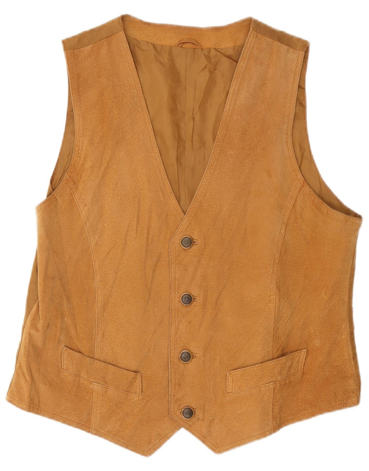 Vintage Mens Suede Waistcoat Medium Beige Leather