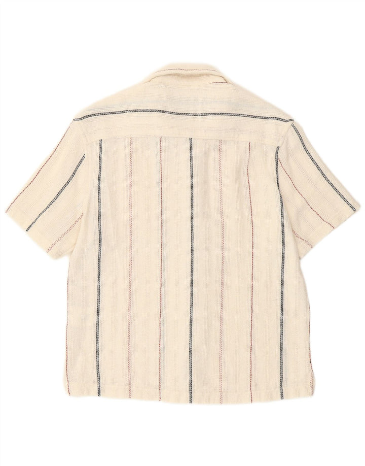 Zara Mens Short Sleeve See Through Shirt Small White Striped Cotton