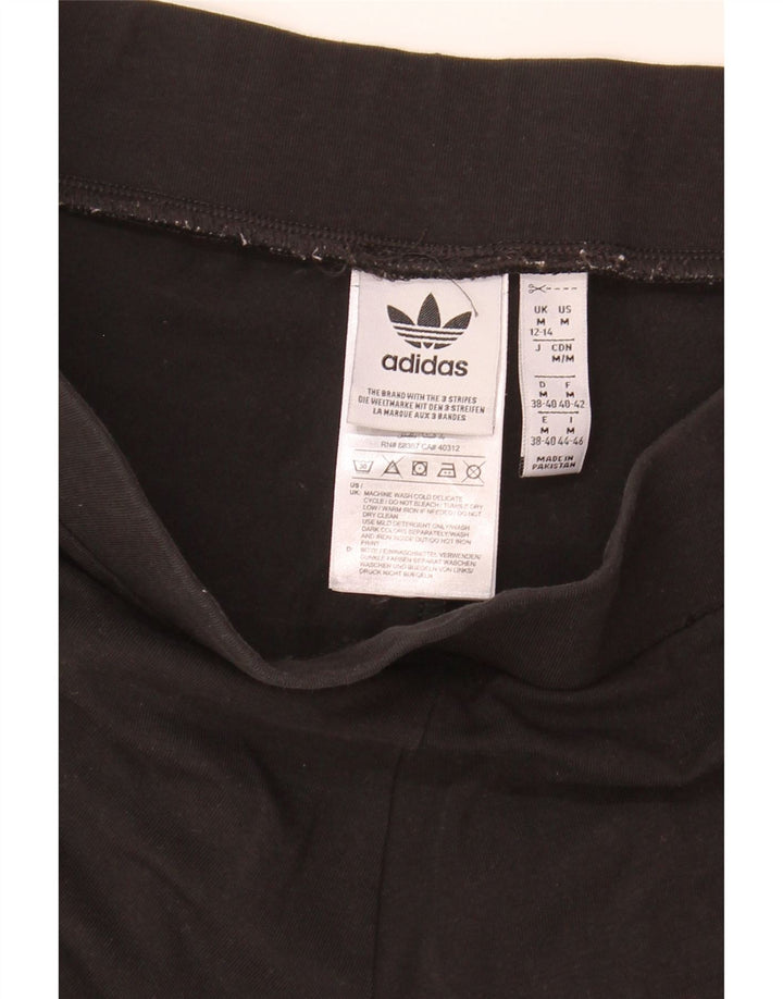 ADIDAS Womens Leggings UK 12/14 Medium Black Cotton