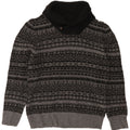 EDDIE BAUER Mens Shawl Neck Jumper Sweater Small Grey Fair Isle Wool