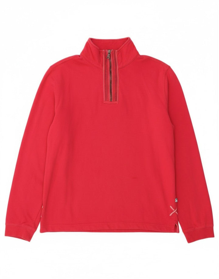 White Stuff Womens Zip Neck Sweatshirt Jumper UK 12 Medium Pink Cotton