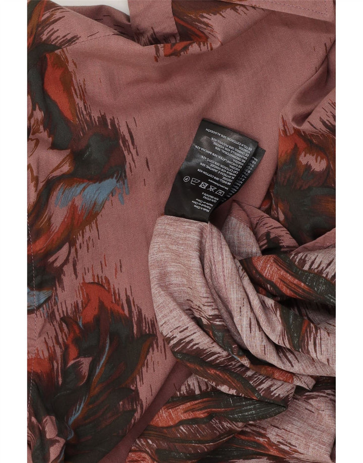 VINTAGE Mens Shirt Large Pink Floral Cotton