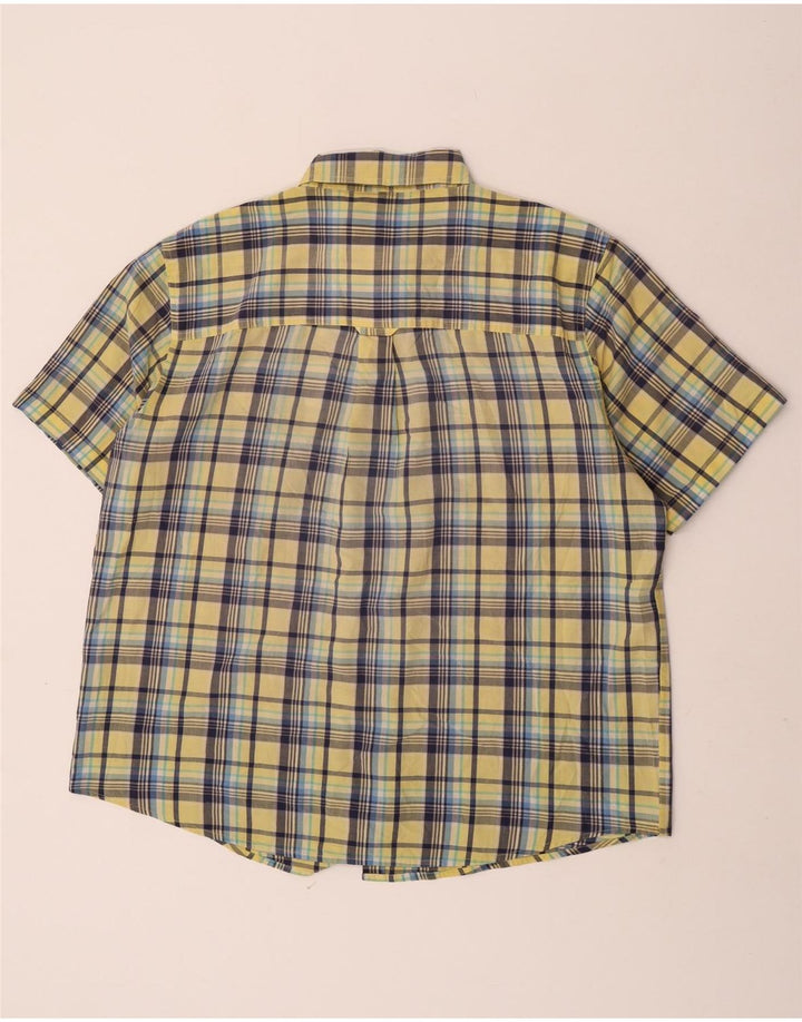 Chaps Mens Short Sleeve Shirt XL Yellow Check Cotton
