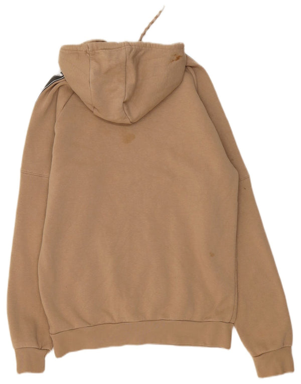 ADIDAS Mens Graphic Hoodie Jumper Small Beige Colourblock Cotton