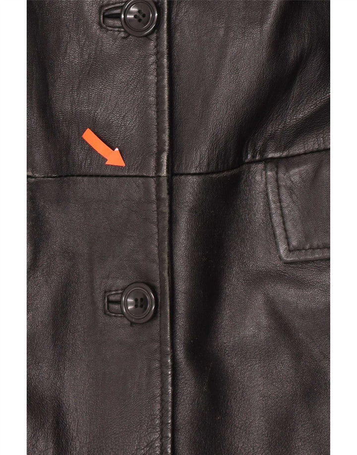 Vintage Womens Leather Coat UK 14 Medium Black