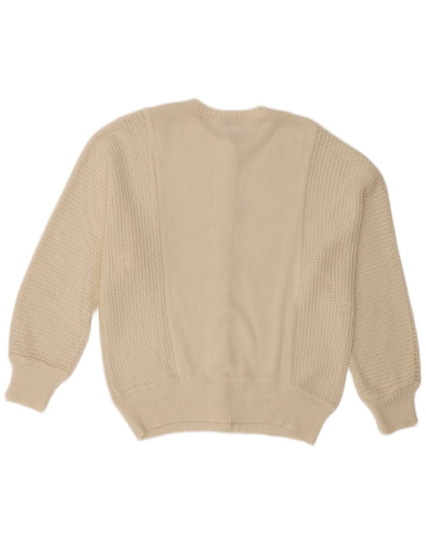 Vintage Womens Cardigan Sweater IT 46 Large Off White Polyacrylic