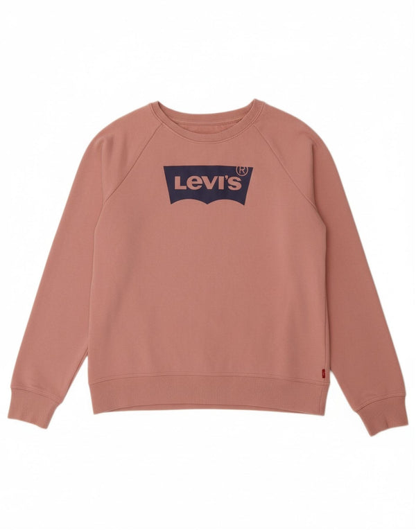 LEVI'S Girls Graphic Sweatshirt Jumper 15-16 Years Pink Cotton