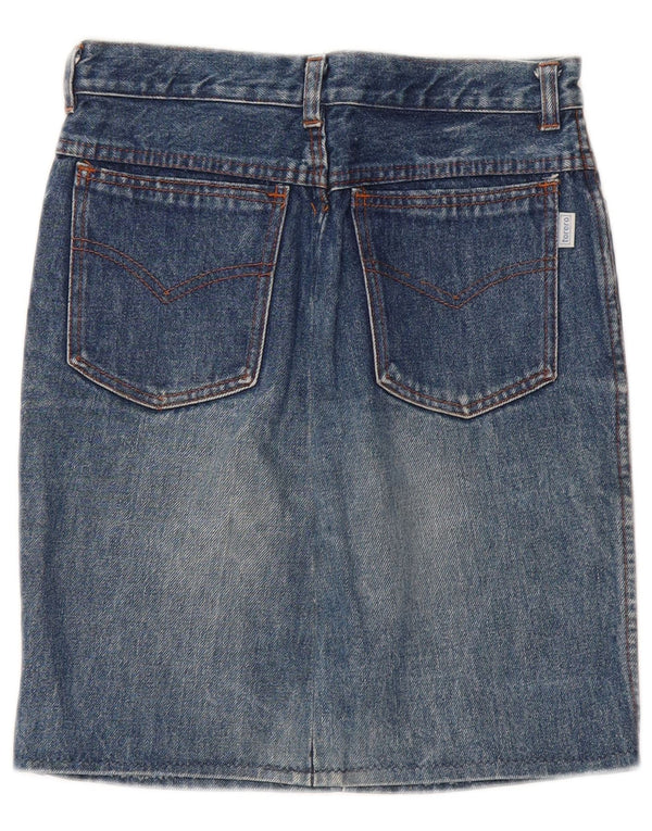 VINTAGE Girls High Rise Denim Skirt 15-16 Years W24 Blue Cotton