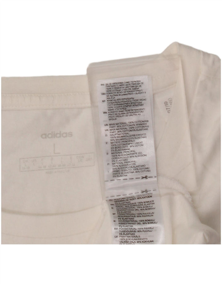 ADIDAS Womens Graphic T-Shirt Top UK 16/18 Large White Cotton