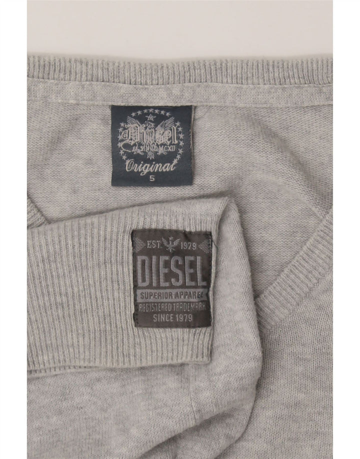 DIESEL Mens V-Neck Jumper Sweater Small Grey Cotton Vintage Diesel and Second-Hand Diesel from Messina Hembry 